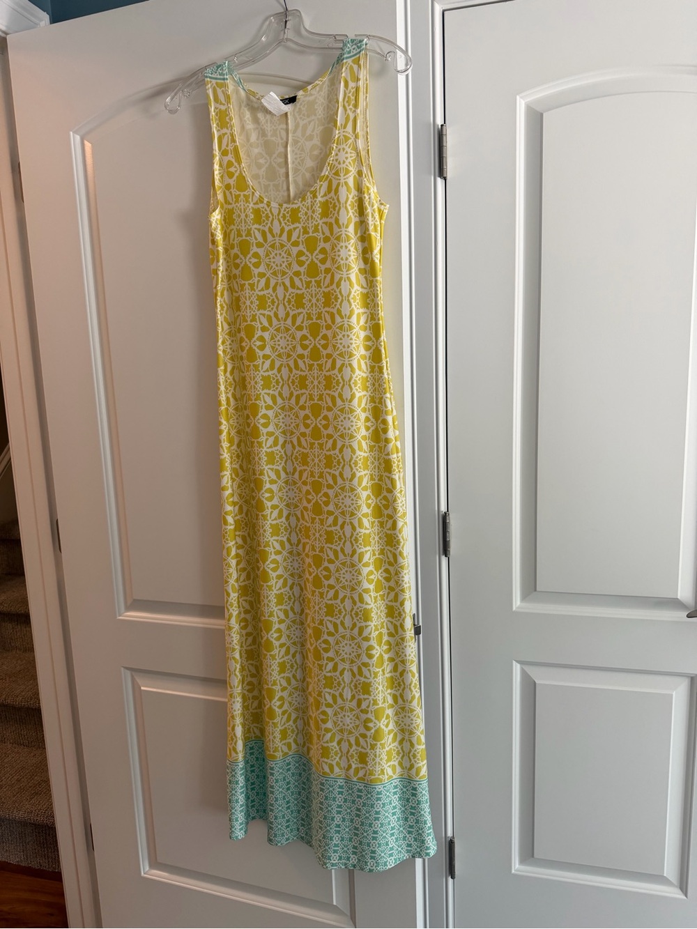 MSK Yellow  Maxi Dress with Mint Trim